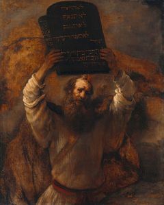 "Moses Breaking the Tablets of the Law" by Rembrandt (1659), PD, Wikimedia